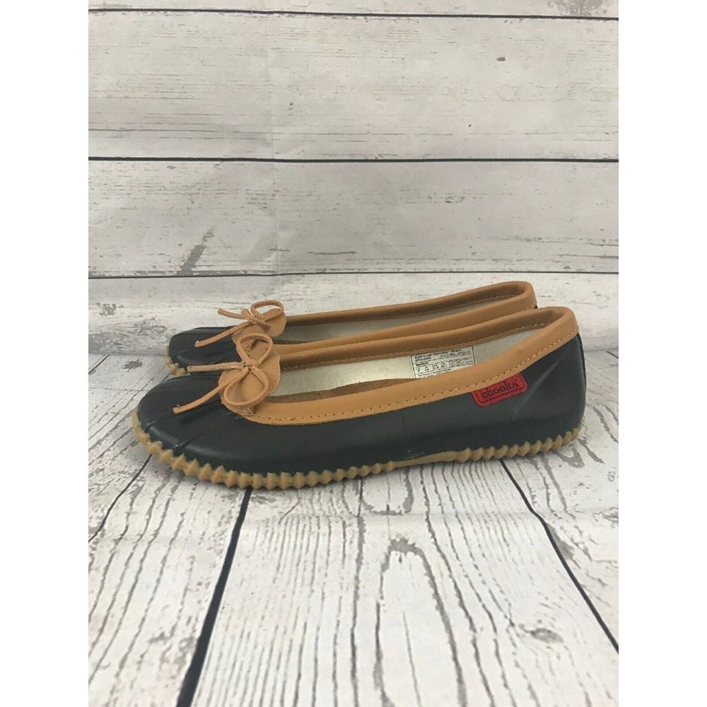 Chooka Duck Skimmer Flats Womens Sz 7 Black Rubber
